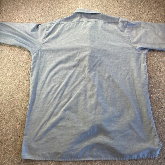 Dickies Button Down Shirt Mens Adult 17-17.5" Sleeve 34/35 Blue Long Sleeve USA - Picture 13 of 15